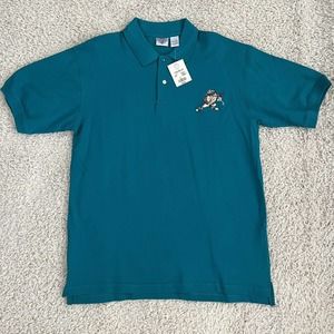 VTG '9OS GOLF POLO SHIRT MENS LRG TAZ TASMANIAN DEVIL WARNER BROS S/S TURQUOIS